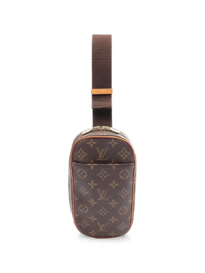 Pre-owned Louis Vuitton 2003 Monogram Pochette Ganju Belt Bag In Brown