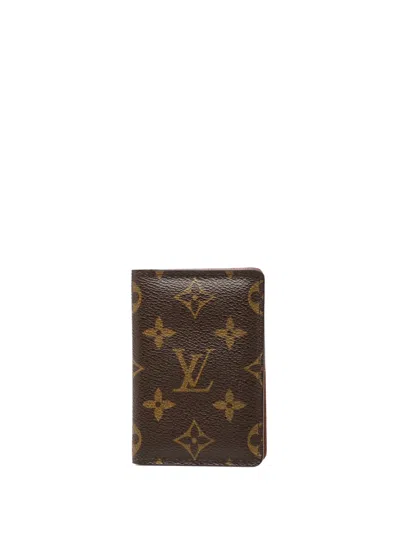 Pre-owned Louis Vuitton 2003 Monogram Pocket Organizer Card Holder In Brown