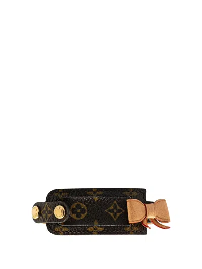 Pre-owned Louis Vuitton 2003 Monogram Porte Address Bow Wrap Bracelet Costume Bracelet In Brown