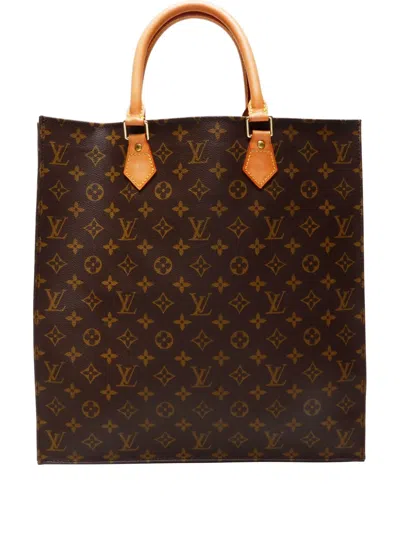Pre-owned Louis Vuitton 2003 Monogram Sac Plat Tote Bag In Brown
