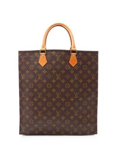 Pre-owned Louis Vuitton 2003 Monogram Sac Plat Tote Bag In Brown