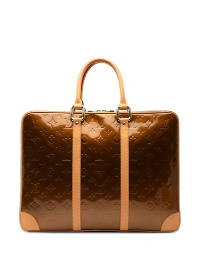 Pre-owned Louis Vuitton 2003 Monogram Vernis Van Damme Business Bag In Brown