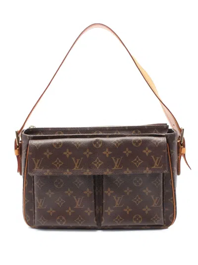 Pre-owned Louis Vuitton 2003 Monogram Viva Cite Gm Shoulder Bag In Brown