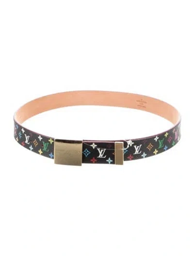 Pre-owned Louis Vuitton 2003 Multicolore Monogram Pattern Belt In Black