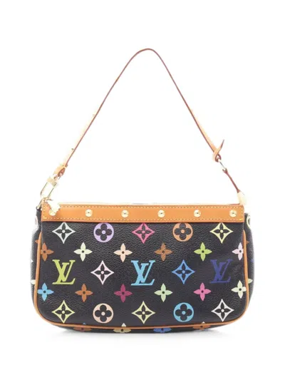 Pre-owned Louis Vuitton 2003 Pochette Monogram Multicolor Canvas Shoulder Bag In Black