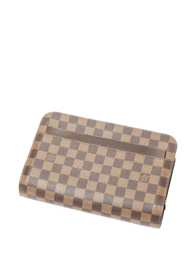 Pre-owned Louis Vuitton 2003 Saint Louis Damier Ebène Clutch Bag In Brown