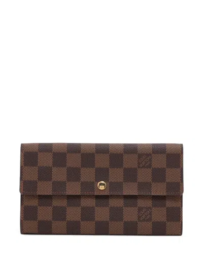 Pre-owned Louis Vuitton 2003 Sarah Damier-pattern Wallet In Brown