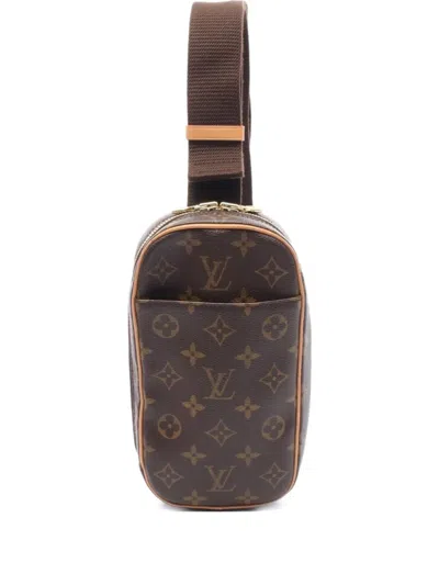 Pre-owned Louis Vuitton 2003 Small Pochette Monogram Belt Bag In Brown