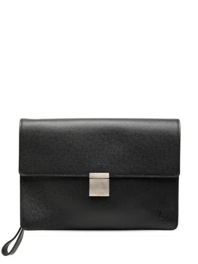 Pre-owned Louis Vuitton 2003 Taiga Selenga Clutch Bag In Black