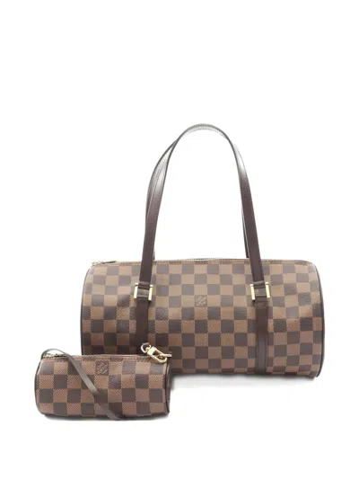 Pre-owned Louis Vuitton 2004 30 Papillon Damier Barrel Tote Bag In Brown