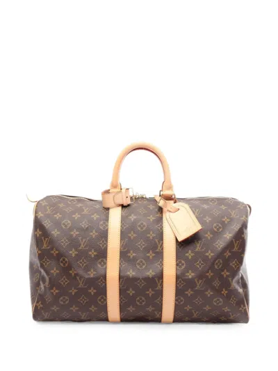Pre-owned Louis Vuitton 2004 45 Keepall Monogram Holdall In Brown