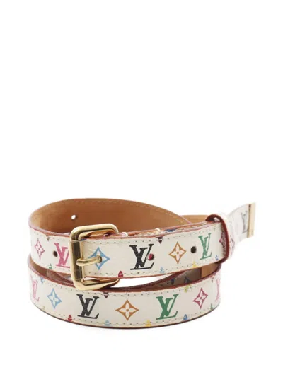 Pre-owned Louis Vuitton 2004 Bron Belt In White