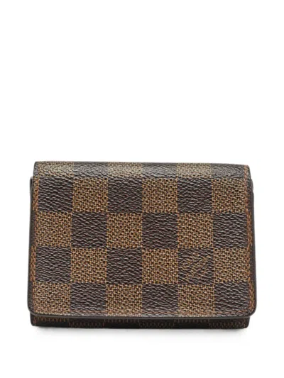 Pre-owned Louis Vuitton 2004 Business Damier Ebène Card Holder In Brown