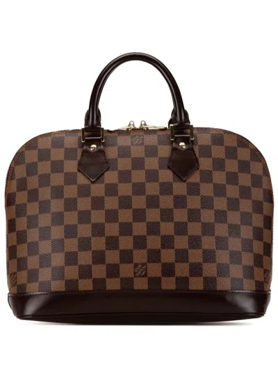 Pre-owned Louis Vuitton 2004 Damier Ebene Alma Pm Handbag In 褐色