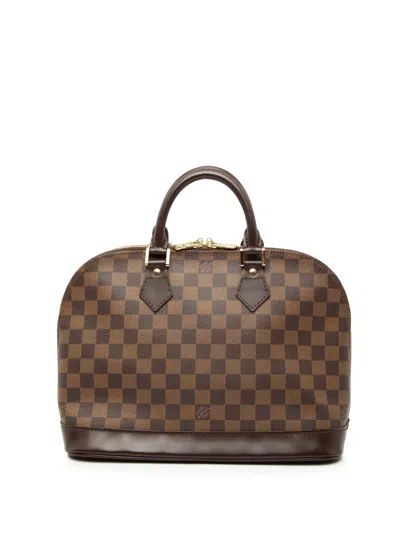 Pre-owned Louis Vuitton 2004 Damier Ebene Alma Pm Handbag In Brown