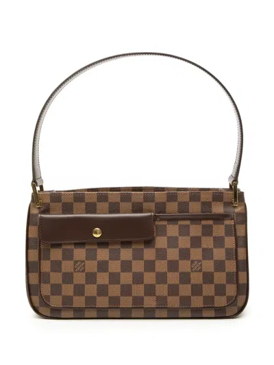 Pre-owned Louis Vuitton 2004 Damier Ebene Aubagne Shoulder Bag In Brown