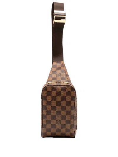 Pre-owned Louis Vuitton 2004 Damier Ebene Geronimos Crossbody Bag In Brown