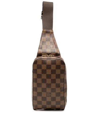 Pre-owned Louis Vuitton 2004 Damier Ebene Geronimos Crossbody Bag In Brown