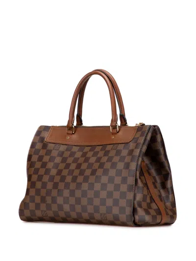 Pre-owned Louis Vuitton 2004 Damier Ebene Greenwich Pm Satchel In Brown