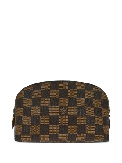 Pre-owned Louis Vuitton 2004 Damier Ebène Makeup Bag In Brown