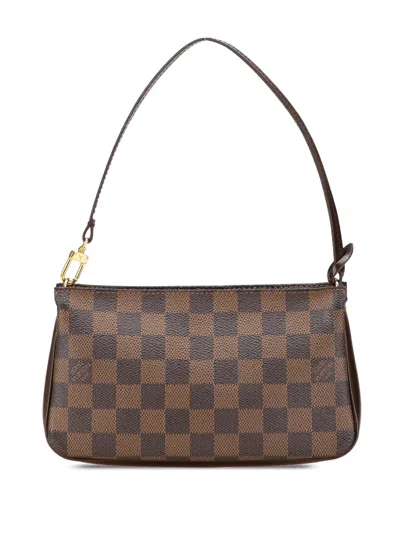 Pre-owned Louis Vuitton 2004 Damier Ebene Navona Shoulder Bag In Brown