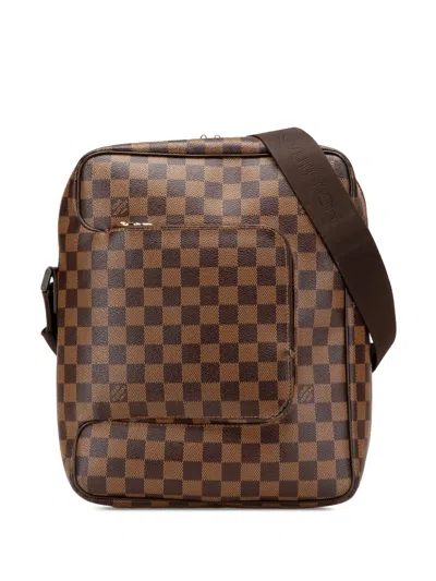 Pre-owned Louis Vuitton 2004 Damier Ebene Olav Mm Crossbody Bag In Brown