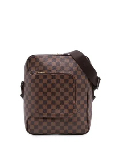 Pre-owned Louis Vuitton 2004 Damier Ebene Olav Mm Crossbody Bag In Brown