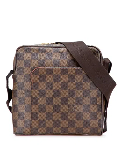 Pre-owned Louis Vuitton 2004 Damier Ebene Olav Pm Crossbody Bag In Brown