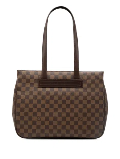 Pre-owned Louis Vuitton 2004 Damier Ebene Parioli Pm Shoulder Bag In Brown
