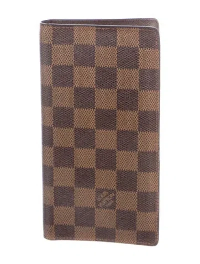Pre-owned Louis Vuitton 2004 Damier Ebene Pattern Continental Wallet In Brown