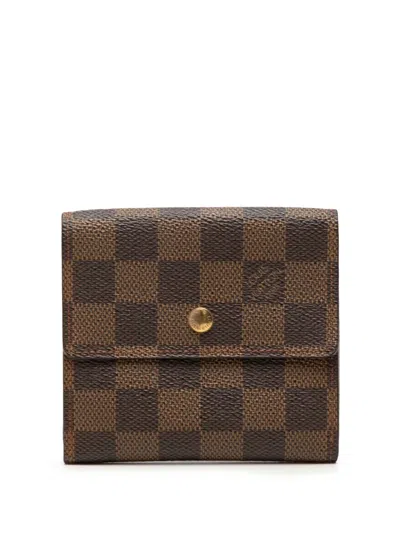 Pre-owned Louis Vuitton 2004 Damier Ebene Portefeuille Elise Wallet Small Wallets In Brown