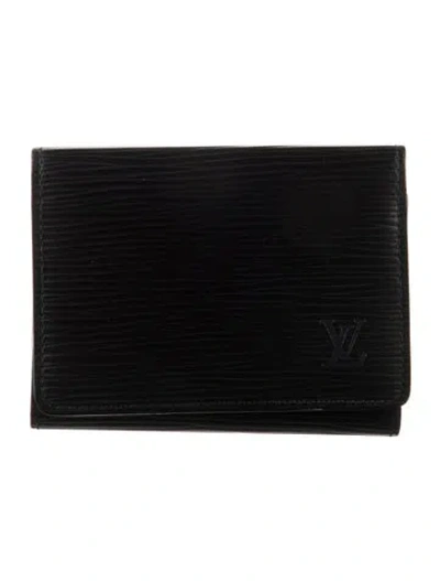 Pre-owned Louis Vuitton 2004 Epi Leather Card Holder In Black