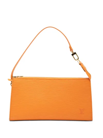 Pre-owned Louis Vuitton 2004 Epi Pochette Accessoires Shoulder Bag In Orange