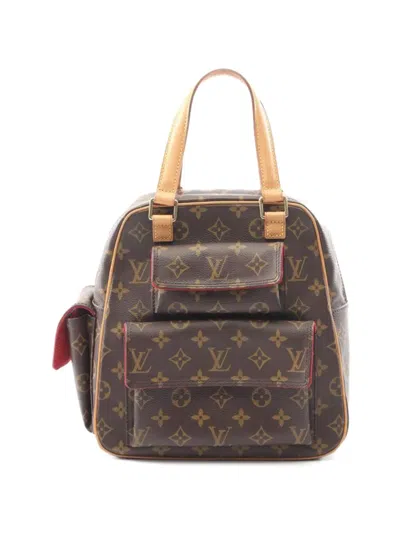 Pre-owned Louis Vuitton 2004 Excentri-cite Monogram Canvas Leather Tote Bag In Brown