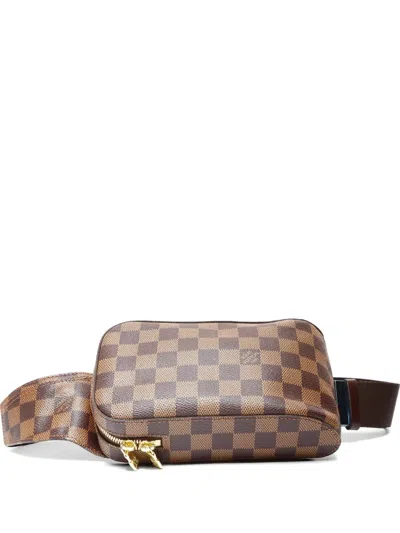 Pre-owned Louis Vuitton 2004 Geronimos Damier Ebene Shoulder Bag In Brown