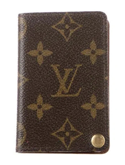 Pre-owned Louis Vuitton 2004 Lv Monogram Card Case In Brown