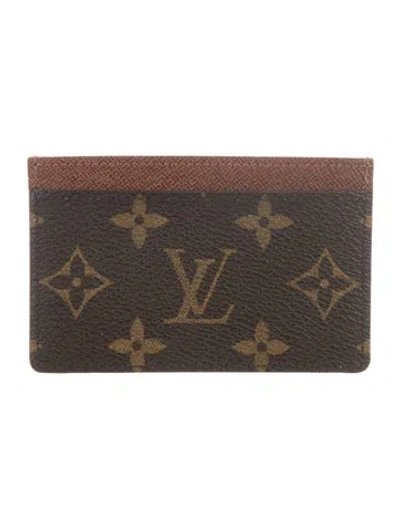 Pre-owned Louis Vuitton 2004 Lv Monogram Card Holder In Brown