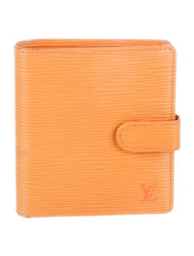 Pre-owned Louis Vuitton 2004 Lv Monogram Porte-billets Compact Wallet In Orange