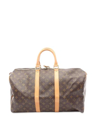 Pre-owned Louis Vuitton 2004 Monogram Keepall 45 Travel Bag In Brown
