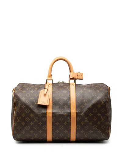 Pre-owned Louis Vuitton 2004 Monogram Keepall 45 Travel Bag In Brown