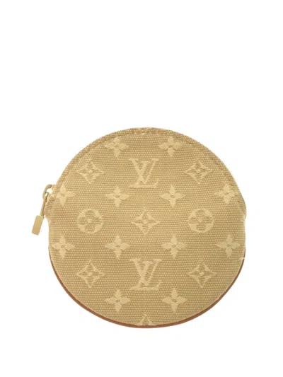 Pre-owned Louis Vuitton 2004 Monogram Mini Lin Round Purse Coin Pouch In Neutral