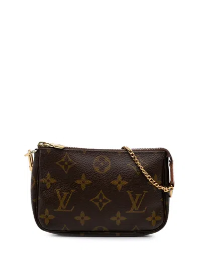 Pre-owned Louis Vuitton 2004 Monogram Mini Pochette Accessoires Handbag In Brown