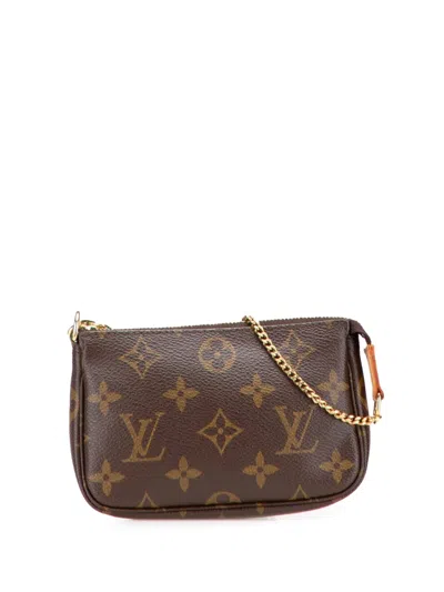 Pre-owned Louis Vuitton 2004 Monogram Mini Pochette Accessoires Handbag In Brown