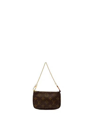 Pre-owned Louis Vuitton 2004 Monogram Mini Pochette Accessoires Handbag In Brown
