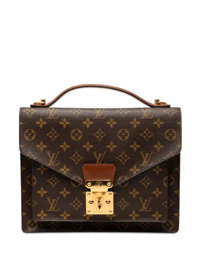 Pre-owned Louis Vuitton 2004 Monogram Monceau 28 Satchel In Brown