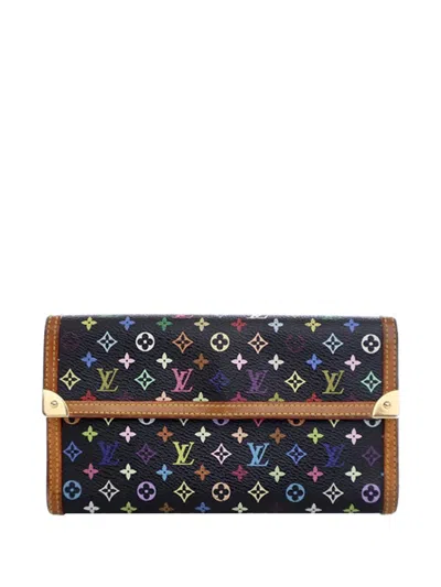 Pre-owned Louis Vuitton 2004 Monogram Multicolor Porte Tresor International Wallet Long Wallets In Black