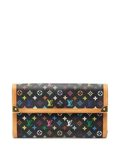 Pre-owned Louis Vuitton 2004 Monogram Multicolor Porte Tresor International Wallet Long Wallets In Black