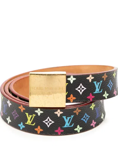 Pre-owned Louis Vuitton 2004 Monogram Multicolore Ceinture Belt In Black