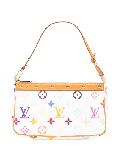 Pre-owned Louis Vuitton 2004 Monogram Multicolore Pochette Accessoires Shoulder Bag In White