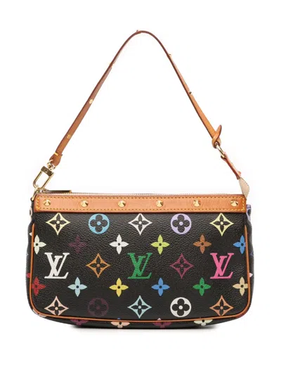 Pre-owned Louis Vuitton 2004 Monogram Multicolore Pochette Accessoires Shoulder Bag In Black
